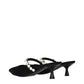 Black Satin Stiletto Heel Sandals