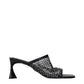 Black Leather Stiletto Heel Sandals