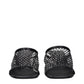 Black Leather Stiletto Heel Sandals