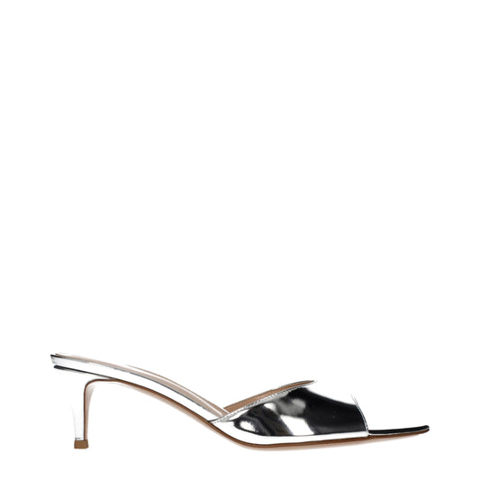 Gray Leather Platform Sandals
