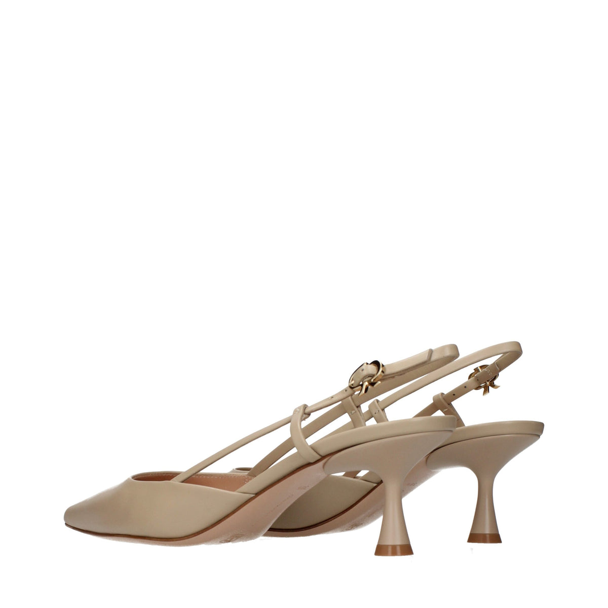 Beige Leather High Heel Pumps