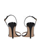Black Leather Stiletto Heel Sandals