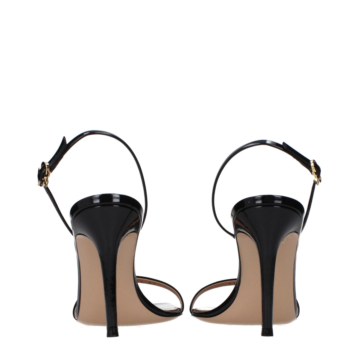 Black Leather Stiletto Heel Sandals