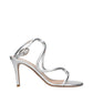 Gray Leather Stiletto Heel Sandals