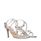 Gray Leather Stiletto Heel Sandals
