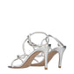 Gray Leather Stiletto Heel Sandals