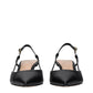 Black Leather Mid Heel Pumps