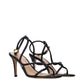 Black Leather Stiletto Heel Sandals