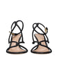 Black Leather Stiletto Heel Sandals