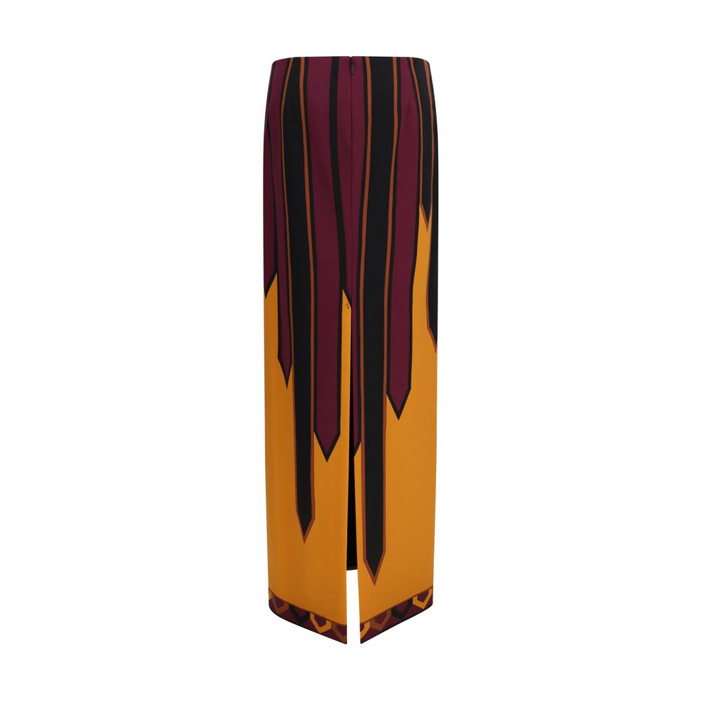 Multicolor Polyamide Long Skirt