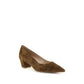 Brown Suede Leather Mid Heel Pumps