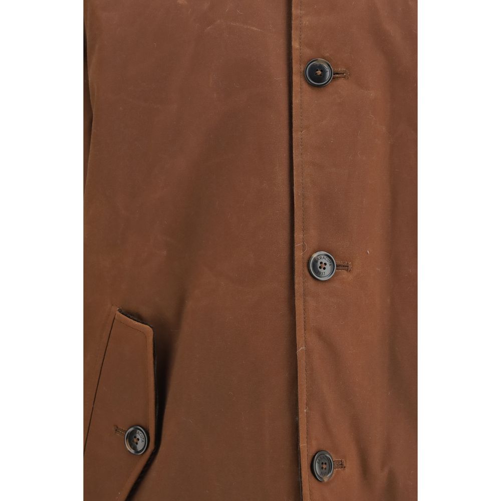 Brown Cotton Full-Length Jacket