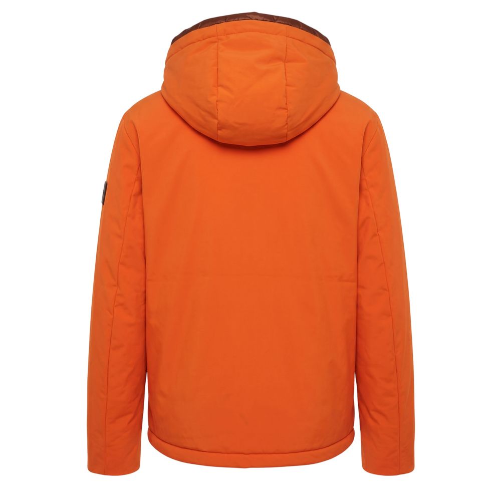 Orange Polyester Men Jacket