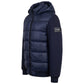 Blue Polyester Men Jacket