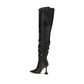 Black Calf Leather Bos Taurus Over The Knee