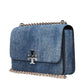 Blue Leather Shoulder Bag