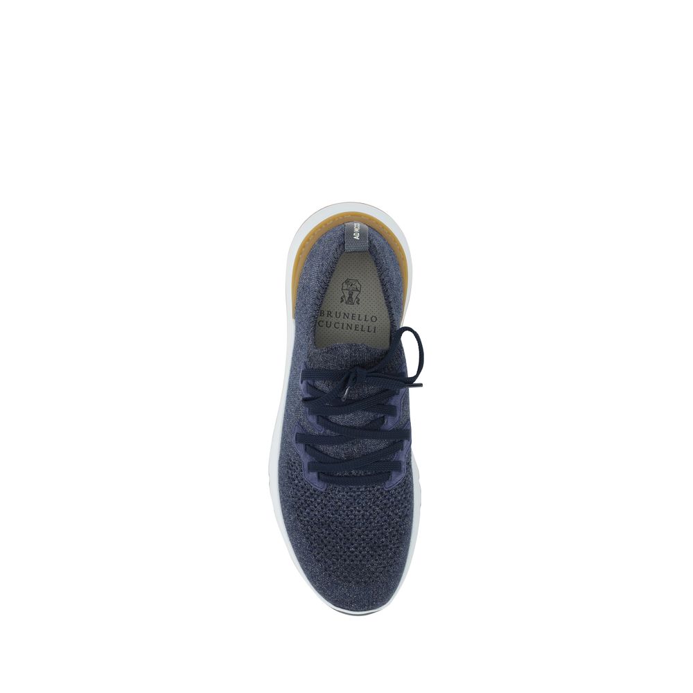 Blue Cotton Athletic Sneakers