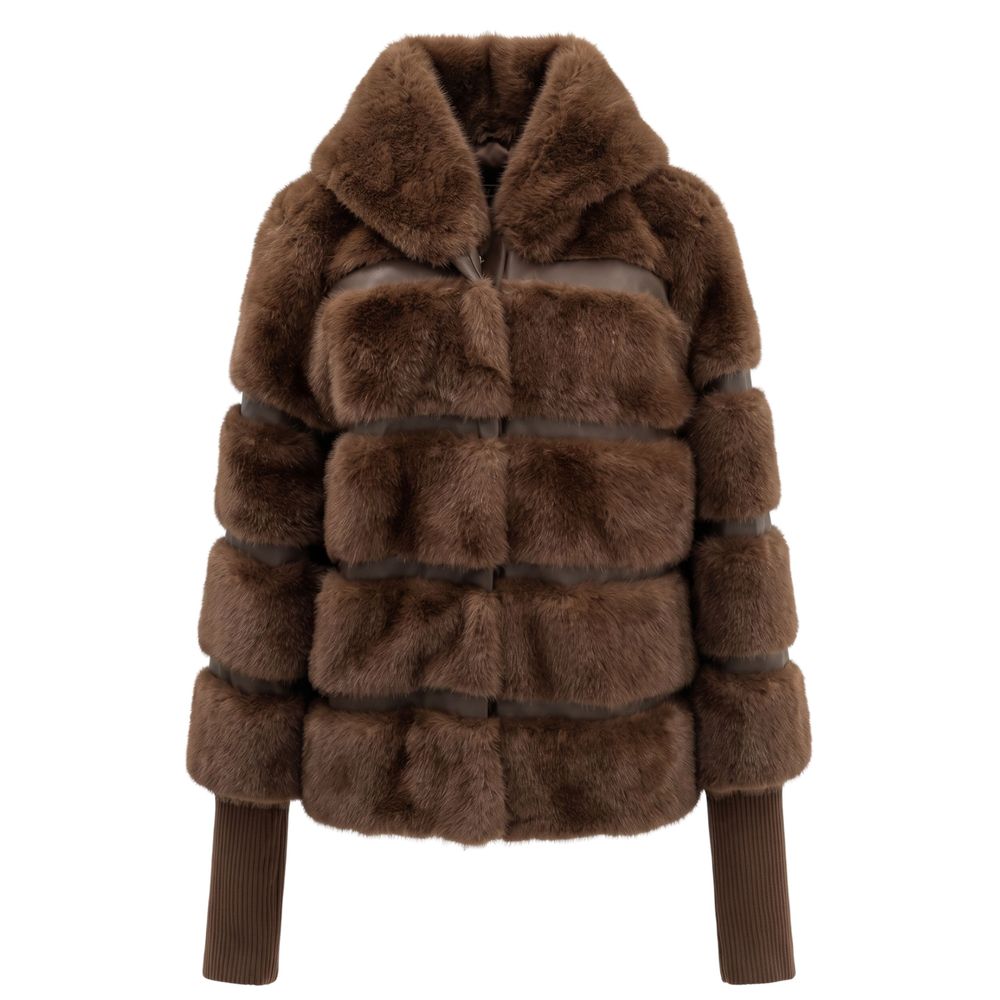 Brown Polyester Women Jacket