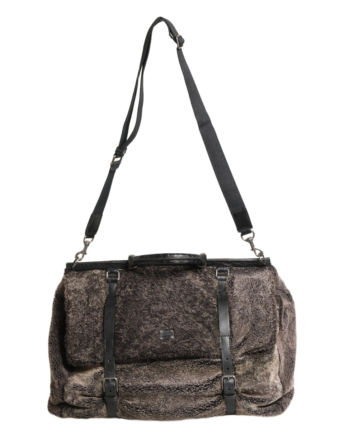 Black Shearling Leather Messenger Shoulder Men Borse Bag