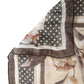 Men Beige Floral Linen Square Foulard Scarf