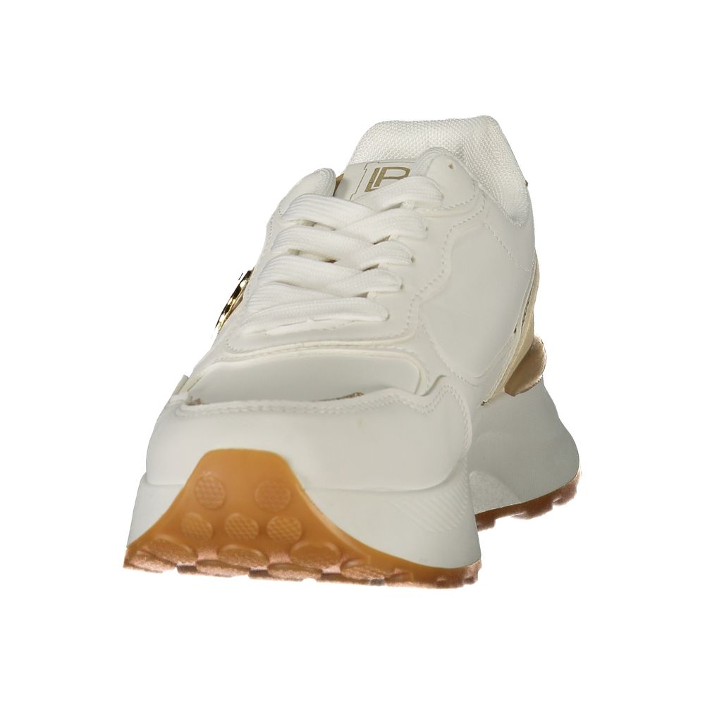 White Polyurethane Women Sneaker