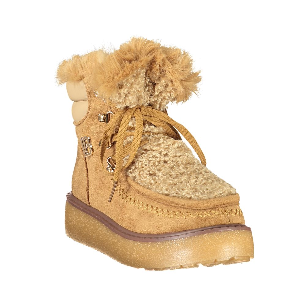 Brown Polyurethane Women Boot