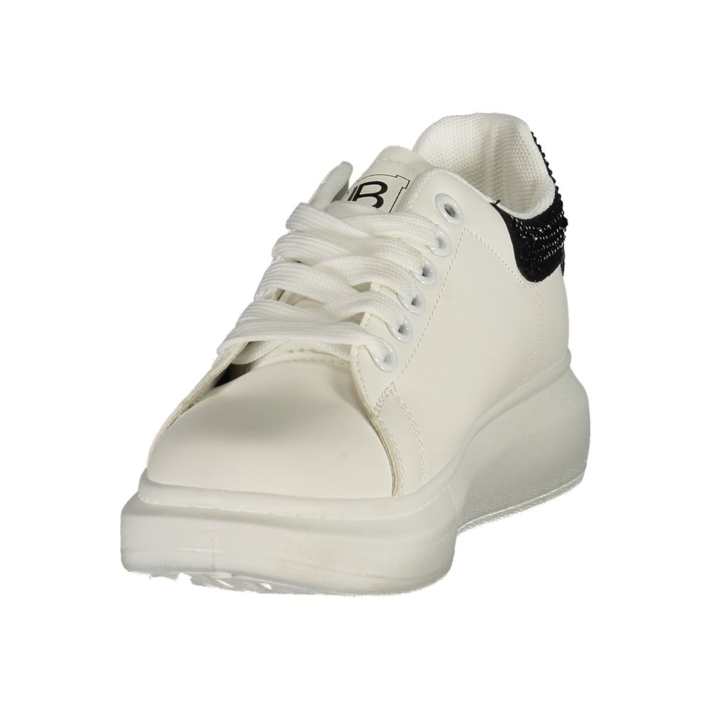 White Polyurethane Women Sneaker
