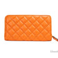 Versace Large Dark Orange Quilted Smooth Leather Continental Clutch Zip Wallet