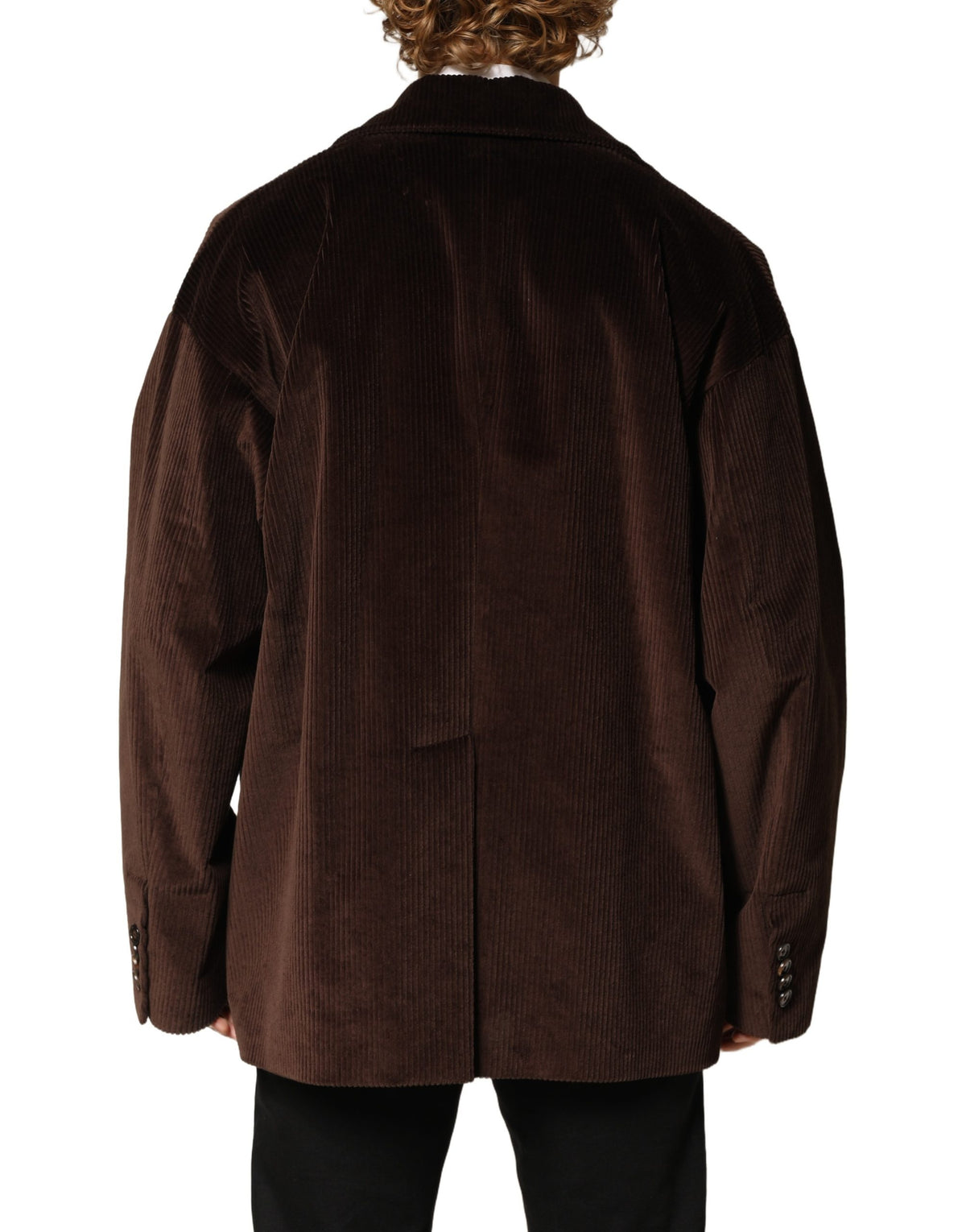 Brown Double Breasted Corduroy Blazer Jacket