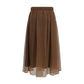 Brown Silk Midi Skirt
