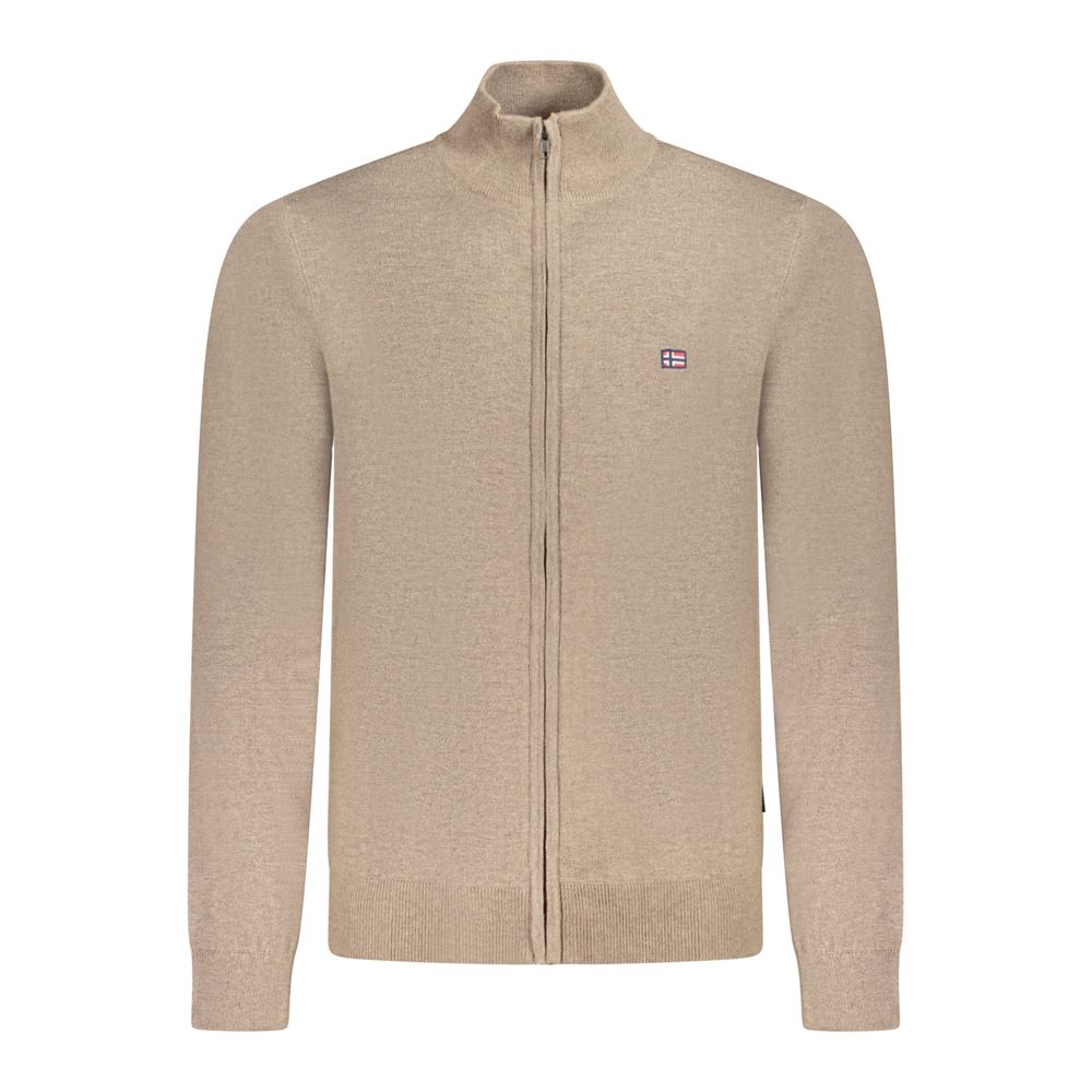 Brown Polyester Men's Cardigan