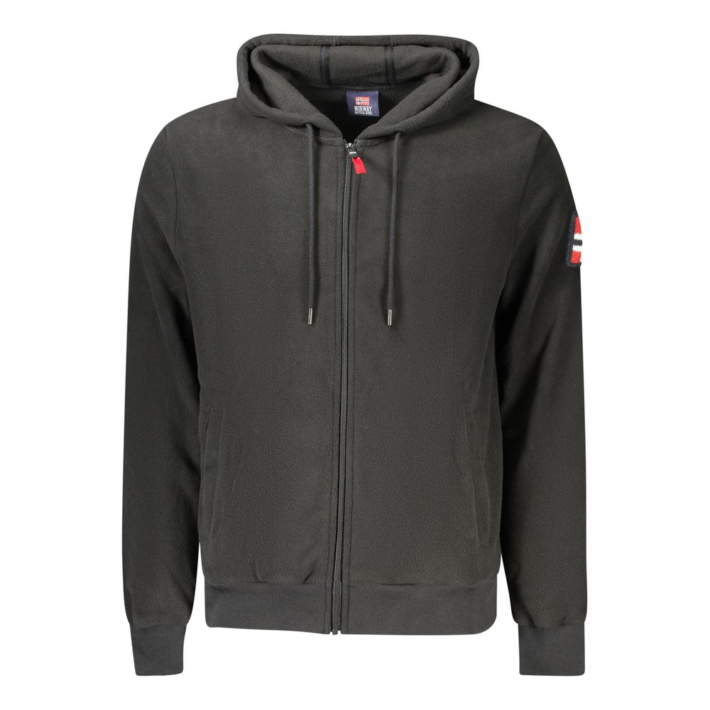 Black Polyester Mens Sweatshirt with Hood