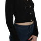 Chic Black Cropped Cardigan with Button Details