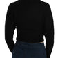 Chic Black Cropped Cardigan with Button Details