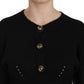 Chic Black Cropped Cardigan with Button Details