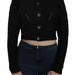 Chic Black Cropped Cardigan with Button Details