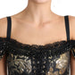 Elegant Floral Jacquard Blouse with Crystal Details