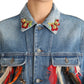 Floral Embroidered Denim Elegance Jacket