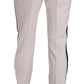 Elegant White Stripe Wool Tapered Trousers