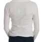 Elegant White V-Neck Cropped Cardigan Blouse