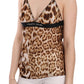 Sultry Leopard Spaghetti Strap Silk Top