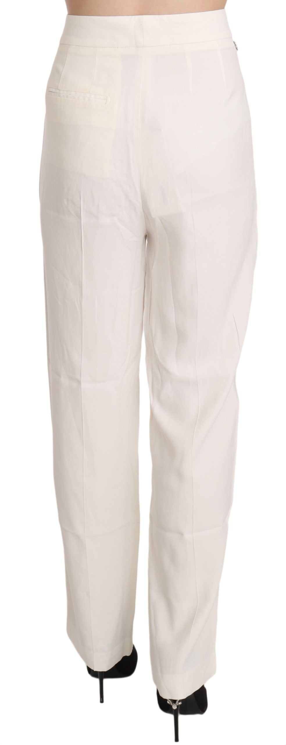 Elegant Off-White Straight-Cut Trousers