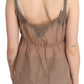 Elegant Lace Brown Linen Blouse