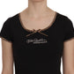 Elegant Black Beaded Short Sleeve Top