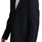 Elegant Blue Patterned Martini Formal Blazer