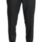 Elegant Black Striped Three-Piece Suit