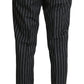 Elegant Black Striped Three-Piece Suit