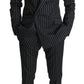 Elegant Black Striped Three-Piece Suit