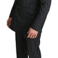 Elegant Black Striped Three-Piece Suit