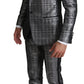 Elegant Silver Patterned Men's Suit